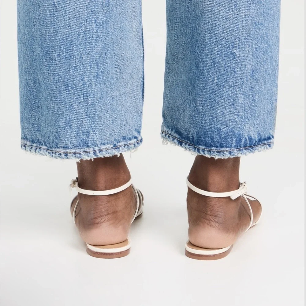 NEW Reformation white patent leather Maya bow sandals